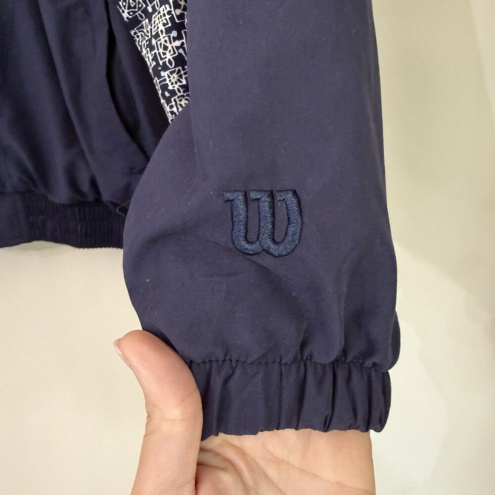 Vintage Wilson Windbreaker Jacket Womens Small Navy Embroidered Full Zip Retro - Picture 5 of 10